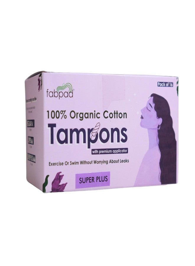Fabpad 100% Organic Cotton Applicator Tampons - Pack of 16 (Super Plus 12-15 g) - Image 1